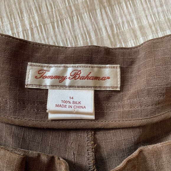Tommy Bahama Brown Silk Sz 14 Pants Utility Safari Travel Trouser Cargo Pockets - Picture 8 of 11